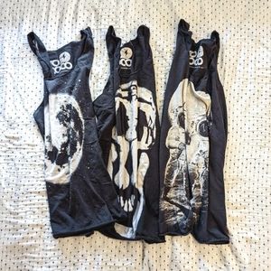 3 pack of charcoal grey graphic tanks